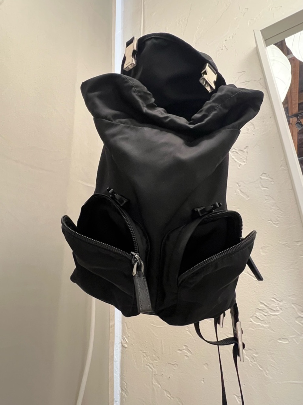 Prada Black Drawstring Nylon Backpack - Picture 9 of 12